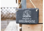 hand cut welsh slate garden sign for green house
